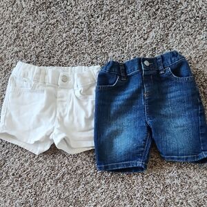 The Children's Place White Cotton Shorts & Blue Denim Shorts - 2-Pack